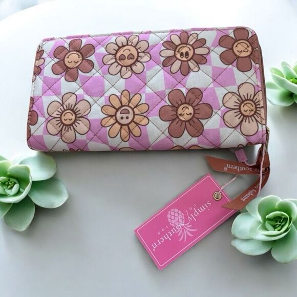 Simply Southern Floral Zip-Up Full Size Multi-Pocket Fabric Wallet NWT!! - Picture 2 of 3